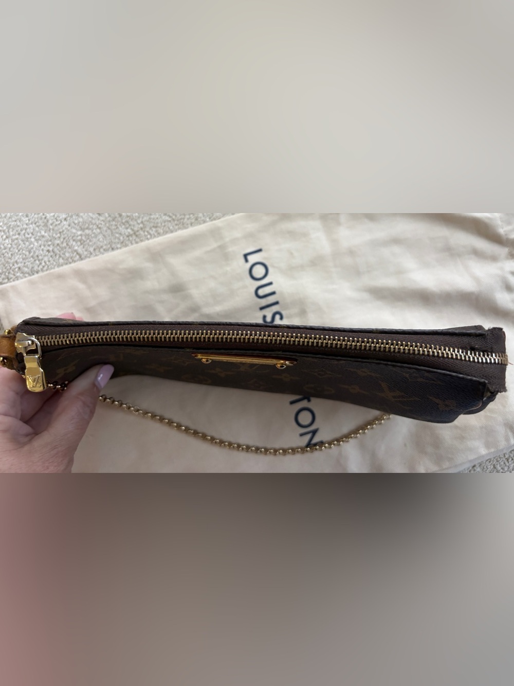 Louis Vuitton Eva Clutch Monogram Canvas Brown Gold Hardware Mini Shoulder Bag - Picture 7 of 16